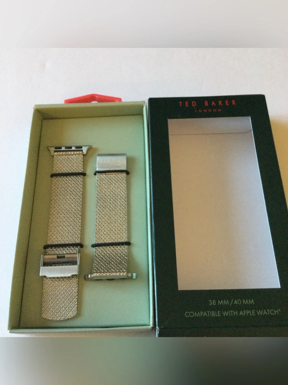 TED BAKER LONDON APPLE 38/40mm  WATCH STRAP SILVER METALLIC NWT
